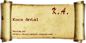 Kocs Antal névjegykártya